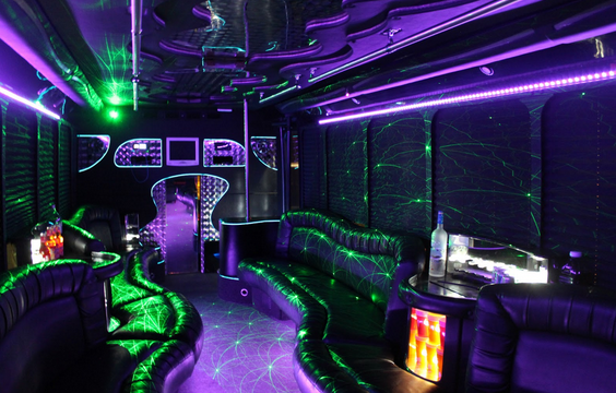 What is usually included in a party bus package?
